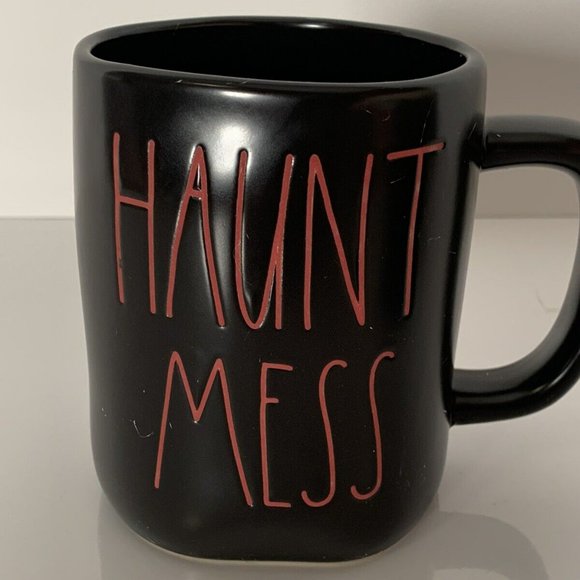 NIB Set of Rae Dunn Halloween Mugs WITCHFUL THINKING & HAUNT MESS Black Mug Set - Picture 9 of 9